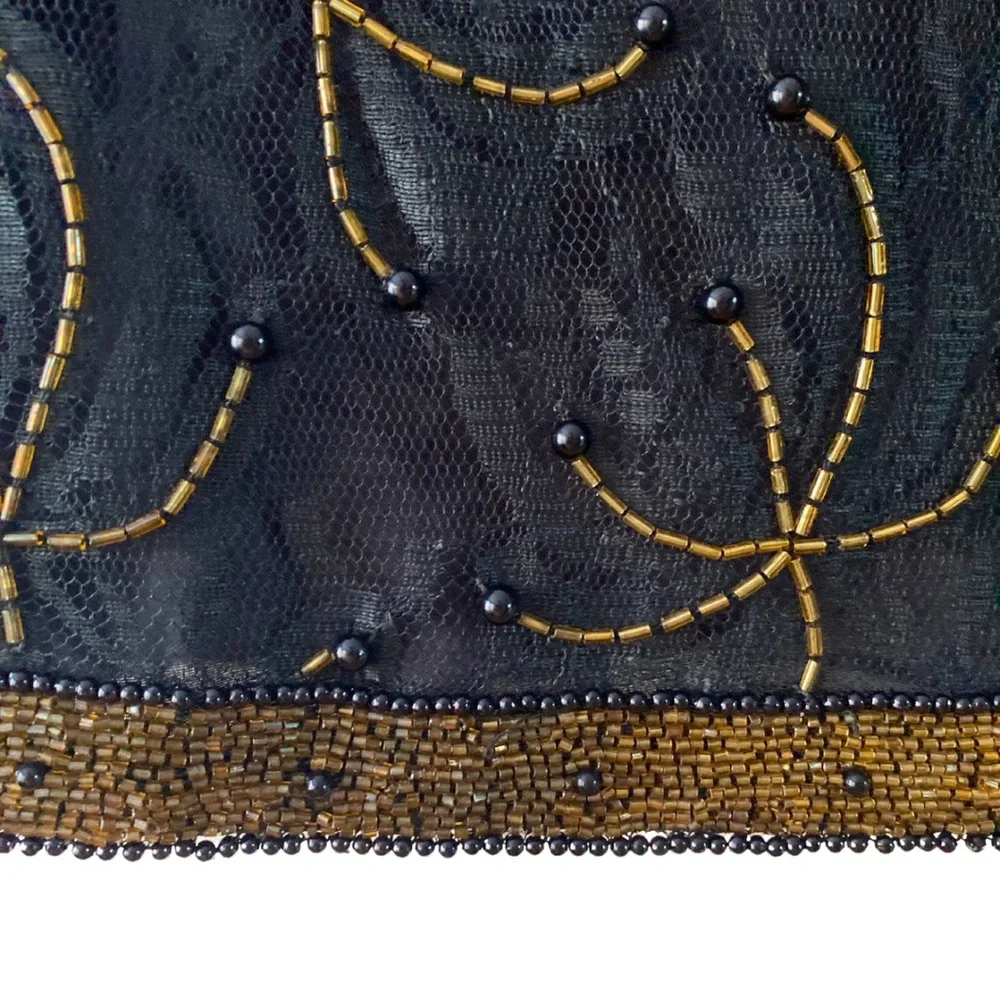 LAURENCE KAZAR XL Black Gold Beaded Jacket Blazer Evening Holiday Cocktail Top - Picture 5 of 13